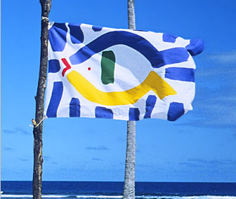 Picture - EA's FLAG flapping in wind at beach of Western Samoa